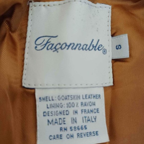 Faconnable Lined Caramel Brown Tan Leather Jacket-Ladies S - Picture 2 of 5
